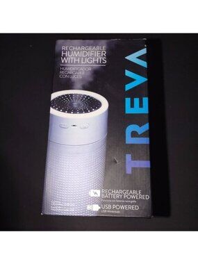 Rechargeable Humidifier W/Lights By Treva Portable Design USB Powered Built-NEW